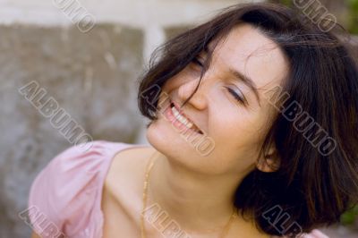 brunet woman with closed eyes