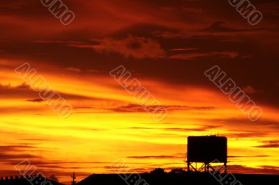 dramatic red sunset