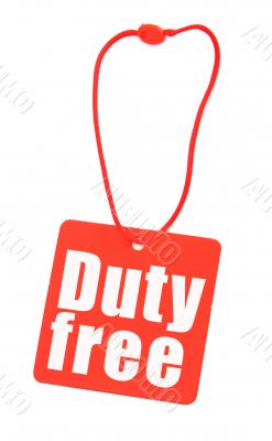 Duty free tag on white