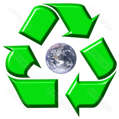 Recycling symbol surrounding earth