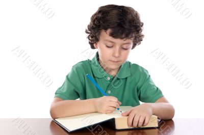 adorable child write in book