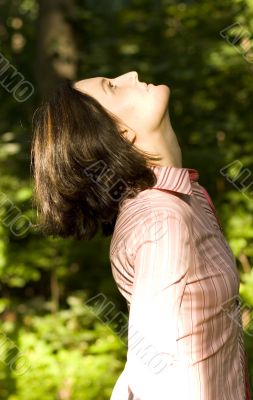 woman looking upwards