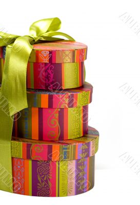 pyramid of colorfull gift boxes