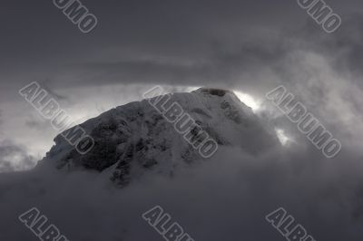 Bad weather in mountains