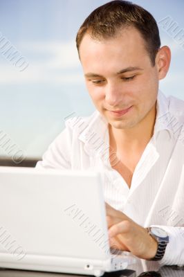 businessman on leisure with laptop