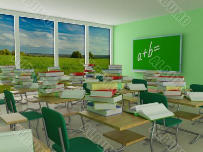 Interior of a school class. 3D image.