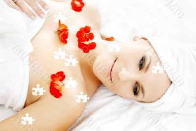 red flower petals spa puzzle