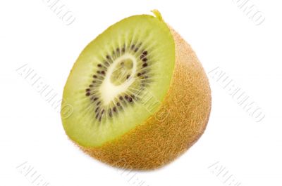 cutting kiwi on white