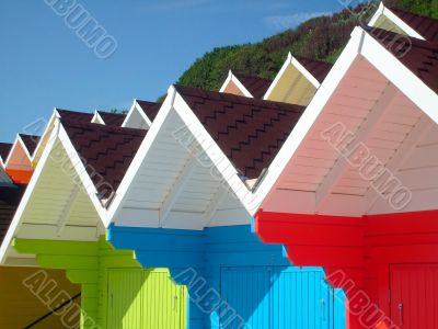 Colorful seaside beach chalets