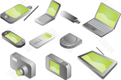 Various electronic gadgets, illustration