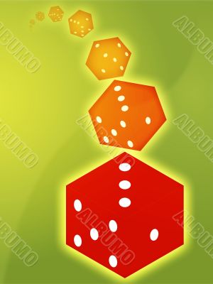 Rolling red dice illustration