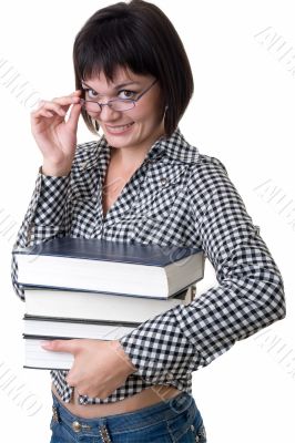 Charming student with thick books