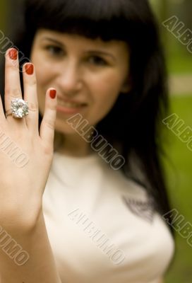 girl showing ring
