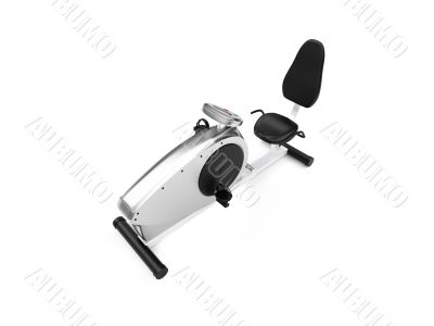 horizontal exercise bicycle over white