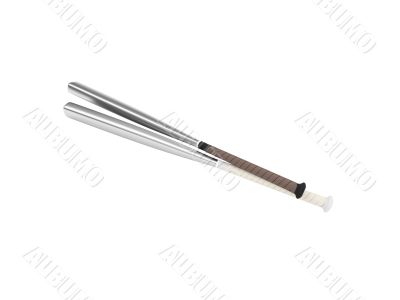 metallic baseball bat over white metallic baseball bat over white