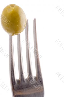 Olive green on fork