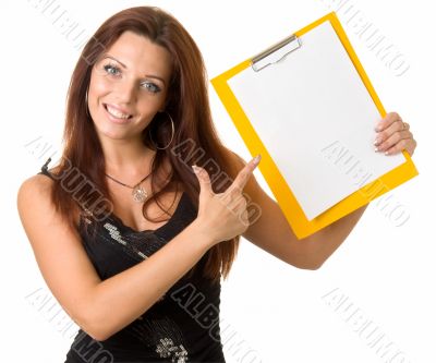 girl with blank paper girl with blank paper