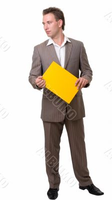 businessman with yellow folder businessman with yellow folder