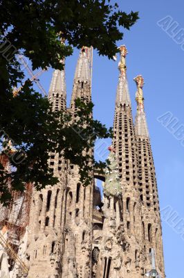 Deatailed view of Sagrada Familia, great work of Antonio Gaudi