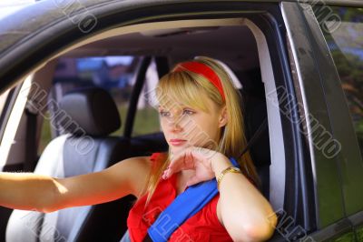 beautiful woman in the car