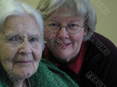 senior mother and daughter