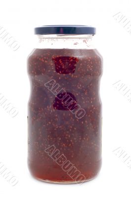raspberries jam glass jar