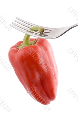Red pepper with fork