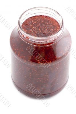 raspberries jam closeup