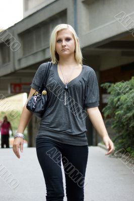 Young, blonde girl goes on a journey. Young, blonde girl goes on a journey.
