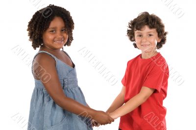 two handsome children of different races two handsome children of different races