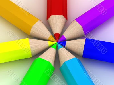 Set of color pencils. the 3D image. Set of color pencils. the 3D image.