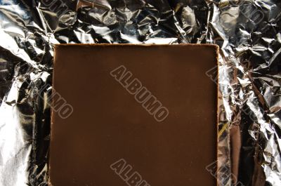 slice of chocolate on a foil