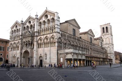 Cathedral of Ferrara at evening