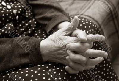 Hands of the elderly woman