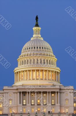 Dome of US Capitol at Dusk