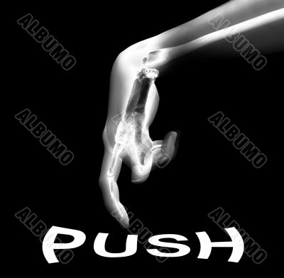 Bone Hand Pushing Button Bone Hand Pushing Button