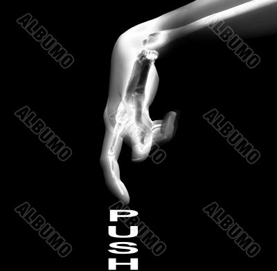 Bone Hand Pushing Button Bone Hand Pushing Button