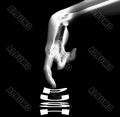 Bone Hand Pushing Button Bone Hand Pushing Button