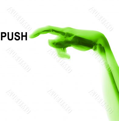 Bone Hand Pushing Button