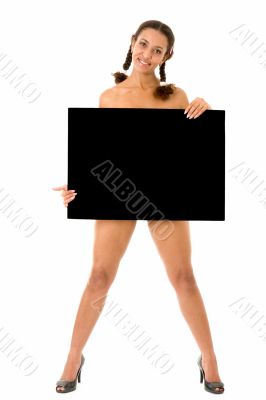 woman with billboard
