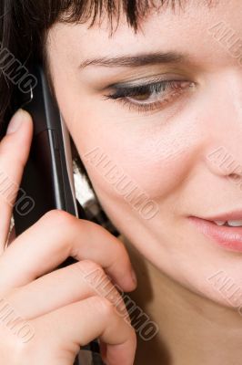 woman with mobile close up