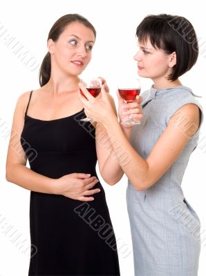 girls with wine