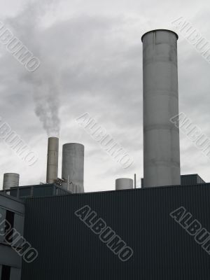 industrial building with chimneys