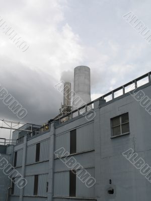 industrial building with chimneys