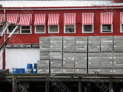 fishing building with crates