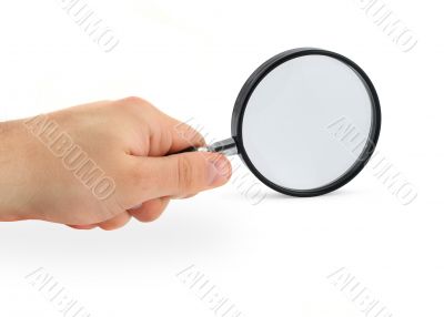 hand with magnifying glass hand with magnifying glass
