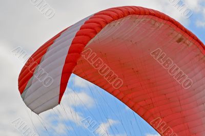 Red paraglider wing