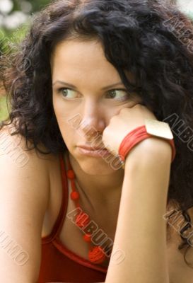 unhappy attractive brunet woman