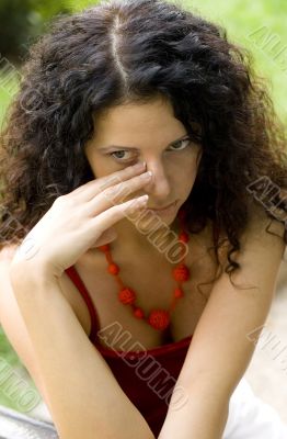 unhappy pretty woman