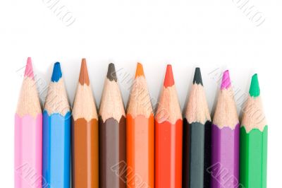 Colored pencils lined up